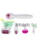 DERMA ROLLER за микроиглена мезотерапия лице, шия и тяло, комплект 6в1